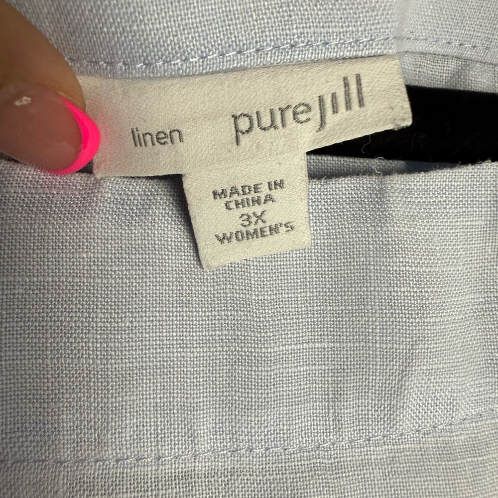 Pure Jill 100% Linen Light Blue Women's Blouse Size 3X. - Picture 6 of 8